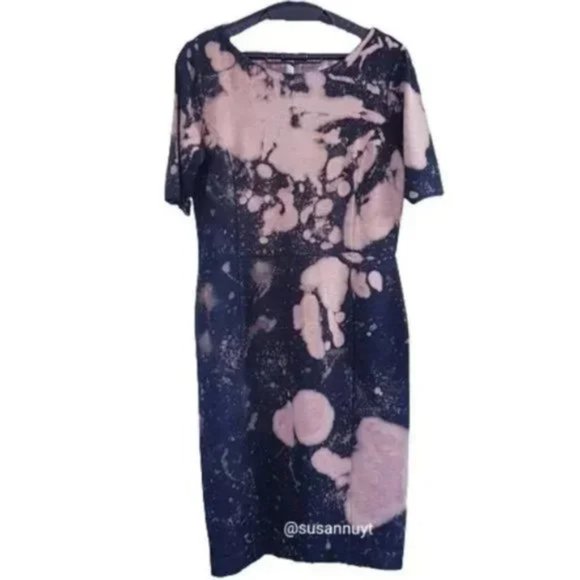 Custom Bleached Tie Dye Ann Taylor Whimsigothic Boho Short Sleeve Dress - Picture 1 of 4